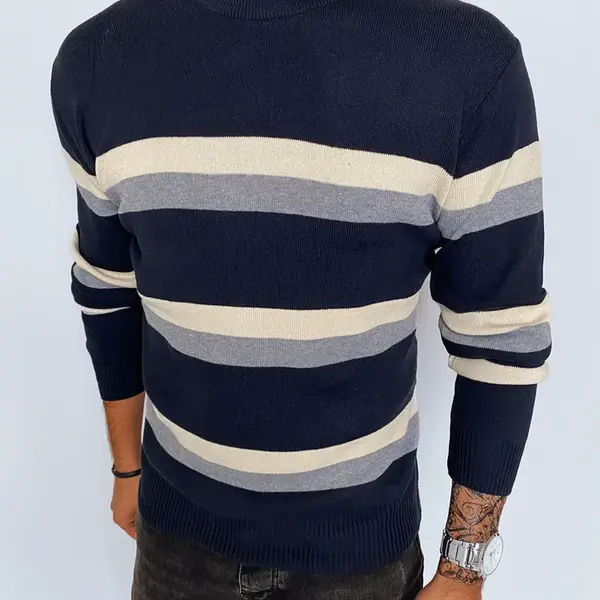 Pánsky pruhovaný sveter Farba granátová DSTREET