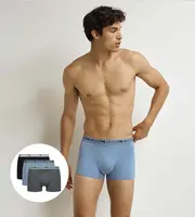 DIM COTTON STRETCH BIO BOXER 3x - Men's boxer shorts made of organic cotton 3 pcs - grey - blue - black