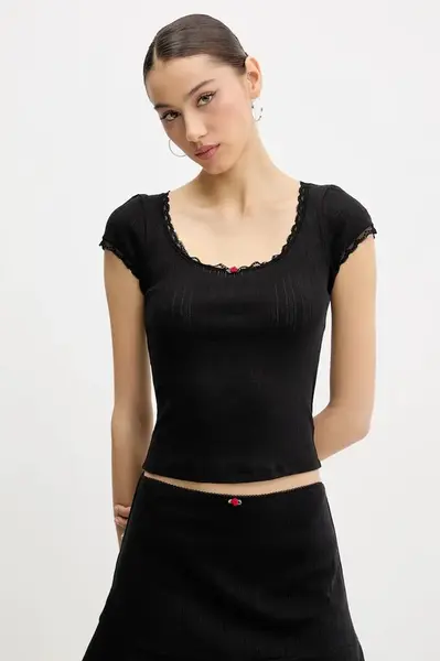 Bavlněné tričko Tommy Jeans černá barva, DW0DW20621