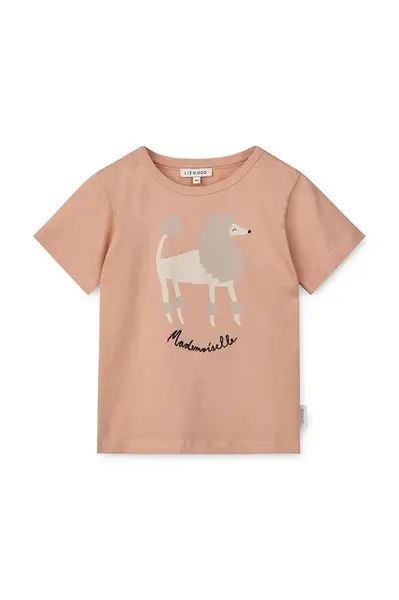 Dětské bavlněné tričko Liewood Apia Placement Shortsleeve T-shirt oranžová barva, s potiskem, LW19844