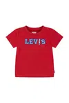 Bavlněné dětské tričko Levi's LOGO CHAMBRAY APPLIQUE TEE červená barva, s aplikací, 6EM317