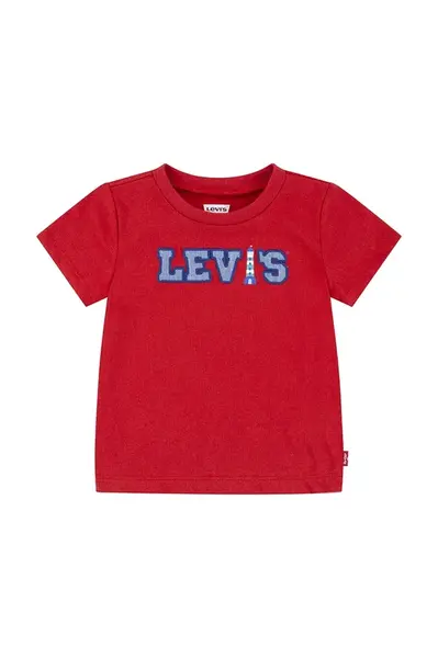 Bavlněné dětské tričko Levi's LOGO CHAMBRAY APPLIQUE TEE