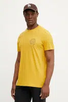 Tričko Fjallraven Hemp Blend Out Here žlutá barva, s potiskem, F12600265