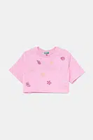 Dětské bavlněné tričko United Colors of Benetton růžová barva, 3096C10PC