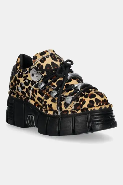 Semišové tenisky New Rock Pelo Leopardo Cuero M Tower Negro Lateral