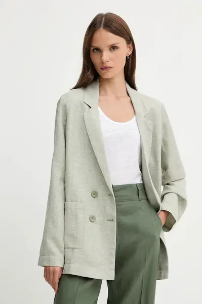 Plátěné sako United Colors of Benetton zelená barva, 265XDW035