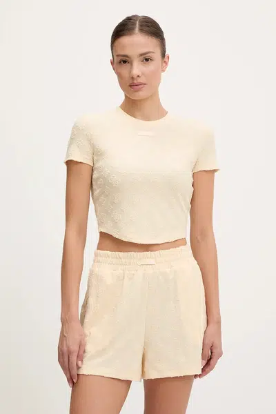 Tričko Guess PEONY dámské, béžová barva, V5GP21 KCT02