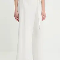 Bavlněné kalhoty Answear.LAB dámské, bílá barva, široké, high waist