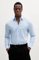 Bavlněná košile BOSS pánská, modrá barva, slim, 50539177