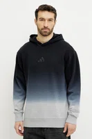 Bavlněná mikina adidas ALL SZN Dip Dye pánská, černá barva, s kapucí, vzorovaná, JI6350