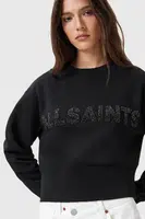 Bavlněná mikina AllSaints SEPARO dámská, černá barva, s aplikací, W215JC