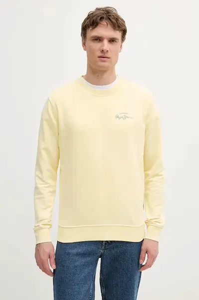 Bavlněná mikina Pepe Jeans pánská, žlutá barva, vzorovaná, PM582918