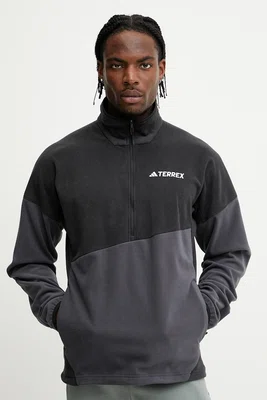 Fleecová mikina adidas TERREX pánská, černá barva, vzorovaná, JE1350