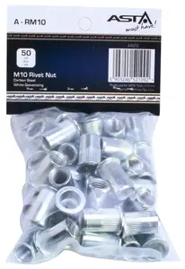 Maticové nýty - nýtovací matice s plochou hlavou, ocel, různé rozměry, balení 50 ks - ASTA Velikost: M10x21 mm