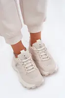 EVENTO Sportovní boty sneakers dámské na silné podrážce béžové Prononice