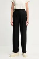 Vlněné kalhoty A.P.C. pantalon joseon dámské, černá barva, jednoduché, high waist, WOAPO.F08475