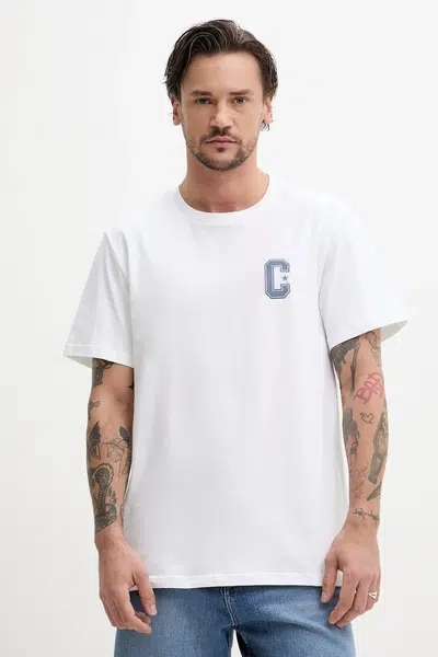 Bavlněné tričko Converse bílá barva, s aplikací, 10027362-A02