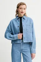 Džínová košile A.P.C. surchemise samantha brodee dámská, modrá barva, relaxed, s klasickým límcem, COHEQ.F02895