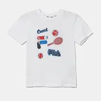 Dětské bavlněné tričko Fila LOPAR bílá barva, s potiskem, FAK0408