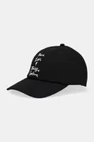 Bavlněná baseballová čepice Juicy Couture PEACE LOVE AND JUICY CAP černá barva, s aplikací, JCAWH225703