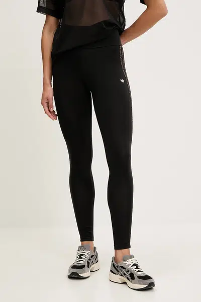 Legíny adidas Originals dámské, černá barva, s aplikací, JW7307