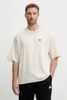 Bavlněné tričko adidas Originals Essentials pánské, béžová barva, JW0970
