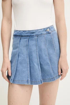 Džínová kalhotová sukně Answear.LAB dámská, modrá barva, hladká, high waist