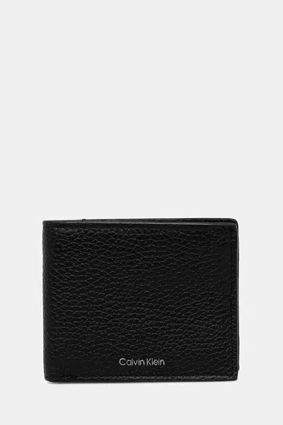 Kožená peněženka Calvin Klein pánská, černá barva, LV04D1028G