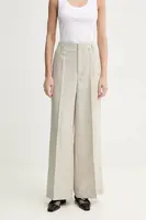 Kalhoty s příměsí lnu Herskind Poppy béžová barva, high waist, 5542188