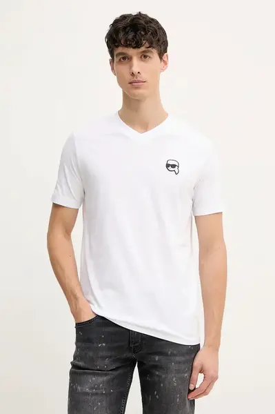 Bavlněné tričko Karl Lagerfeld bílá barva, 552224.755021