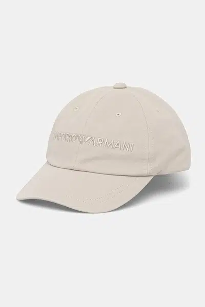 Bavlněná baseballová čepice Emporio Armani šedá barva, s aplikací, EM001319 AF14032