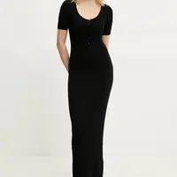 Šaty s příměsí hedvábí Herskind Mira černá barva, maxi, 5536106