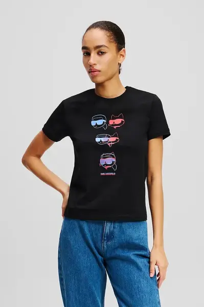 Bavlněné tričko Karl Lagerfeld IKON černá barva, A2W17112