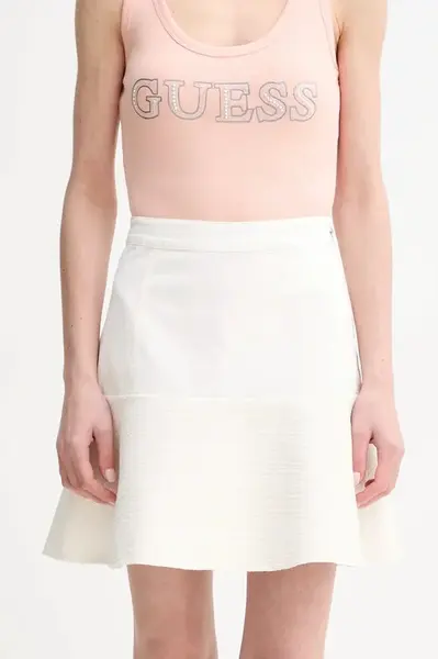 Sukně Guess ELSIE bílá barva, mini, áčková, W5GD87 WH610
