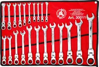 BGS Do it yourself Očkoploché ráčnové klíče 6-32 mm, s kloubem, sada 22 dílů v obalu