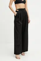 Kalhoty Just Cavalli dámské, černá barva, široké, high waist, 78PAA116 N0463