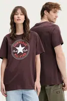 Bavlněné tričko Converse hnědá barva, s potiskem, 10025459-A32