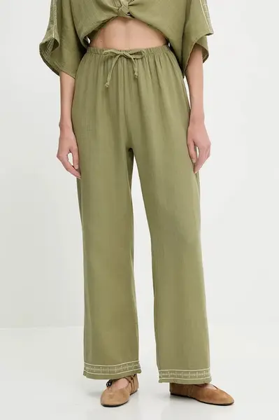 Bavlněné kalhoty Answear.LAB dámské, zelená barva, high waist