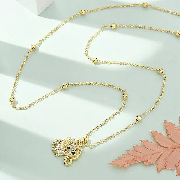 Brass Micro Pave Clear Cubic Zirconia Pendant Necklaces for Women