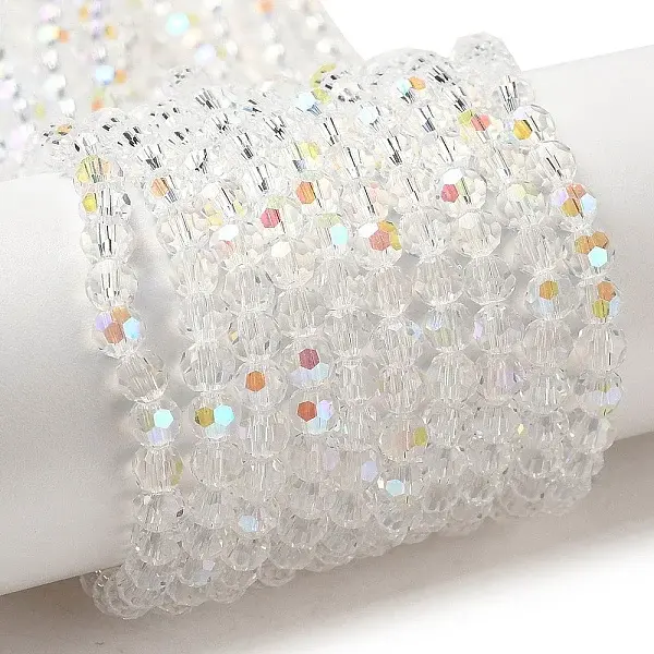 Electroplate Transparent Glass Beads Strands