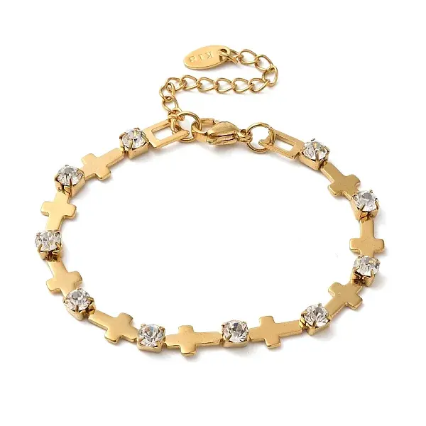 304 Stainless Steel Pave Clear Cubic Zirconia Link Bracelets