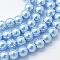 Baking Painted Pearlized Glass Pearl Round Bead Strands