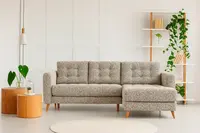 Rohová sedací souprava, rozkládací s úložným prostorem lungo - krémová