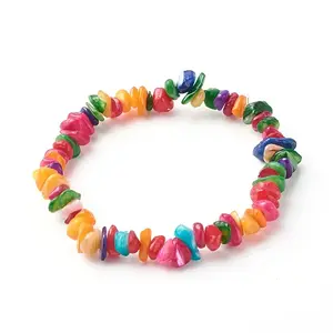Natural Dyed Chip Shell Beads Stretch Bracelets