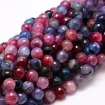 Dyed Natural Agate Faceted Round Beads Strands