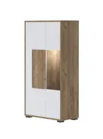Vitrína s osvětlením freya - dub halifax/bílá