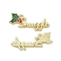 Christmas Theme Holly Rack Plating Alloy Enamel Pendants