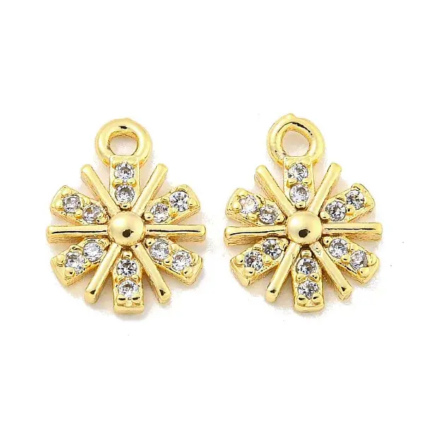 Brass Micro Pave Clear Cubic Zirconia Charms