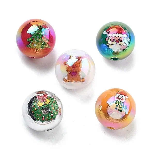 Christmas Theme UV Plating Acrylic Beads