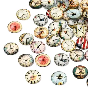 Clock Printed Glass Cabochons